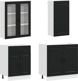 vidaXL Μονάδα κουζίνας LUCCA 8 pcs Μαύρο Επεξεργασμένο Ξύλο
