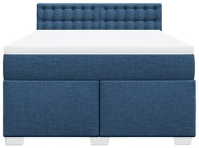 vidaXL Κρεβάτι Boxspring με Στρώμα Μπλε 160x200 εκ. Υφασμάτινο