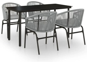 vidaXL Σετ Τραπεζαρίας Κήπου 5 Τεμαχίων Γκρι