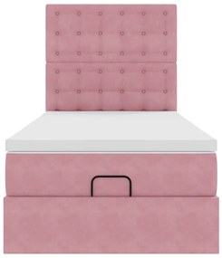 vidaXL Οθωμανικό κρεβάτι με στρώματα Ροζ 100x200cm Velvet