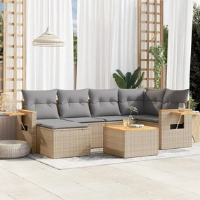 vidaXL Patio Sofa Set 6-θέσια Beige and Grey