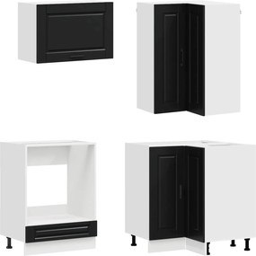 vidaXL Μονάδα κουζίνας PORTO 8 pcs Μαύρο Επεξεργασμένο Ξύλο