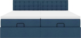 vidaXL Οθωμανικό κρεβάτι με στρώματα μπλε 200x200cm ύφασμα