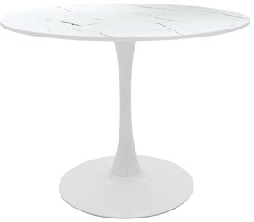 Τραπέζι Balou I pakoworld MDF λευκό μαρμάρου Φ120x75εκ