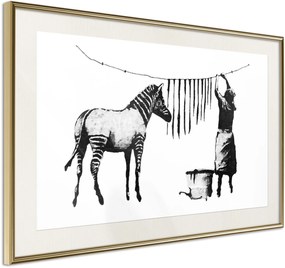 Αφίσα - Banksy: Washing Zebra Stripes - 45x30 - Χρυσό - Με πασπαρτού