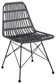 SALSA Καρέκλα Κήπου Βεράντας Μέταλλο Βαφή Μαύρο, Wicker Γκρι  48x59x80cm [-Μαύρο/Γκρι-] [-Μέταλλο/Wicker-] Ε241,2