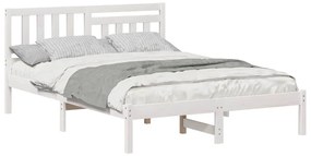 vidaXL Σκελετός Κρεβατιού Λευκό 135 x 190 cm Μασίφ ξύλο πεύκου