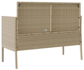 vidaXL Πάγκος Κήπου Μπεζ από Συνθετικό Ρατάν με Μαξιλάρια