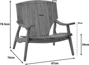 Πολυθρόνα Brazin καρυδί teak ξύλο 72x71x77εκ 72x71x77 εκ.
