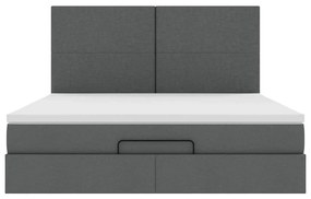 vidaXL Οθωμανικό κρεβάτι με στρώμα σκούρο γκρι 180x200cm ύφασμα