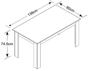 Τραπέζι Tito Megapap μελαμίνης χρώμα λευκό γκρι 138x80x74εκ. - Μελαμίνη - GP035-0024,2
