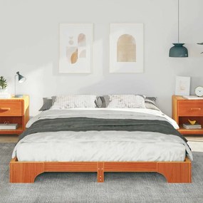 vidaXL Κρεβάτι δαπέδου Καφέ 160 x 220 cm Μασίφ ξύλο πεύκου