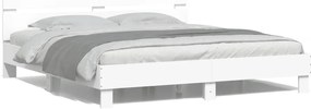 vidaXL Πλαίσιο Κρεβατιού με Κεφαλάρι/LED Λευκό 180x200 εκ