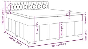 Κρεβάτι Boxspring με Στρώμα Μπλε 200x200 εκ. Υφασμάτινο - Μπλε