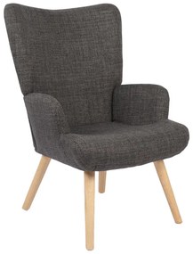 Πολυθρόνα-μπερζέρα Gerlina pakoworld ανθρακί ύφασμα με πόδι σε φυσική απόχρωση 71x64x94εκ