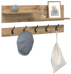 vidaXL Τοίχου Κρεμάστρα με ράφι artisan δρυς 90 x 15 x 36 εκ.