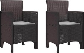 vidaXL Καρέκλα Κήπου 2 pcs Καφέ Πολυπροπυλένιο