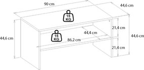 Τραπεζάκι σαλονιού Eleva Megapap χρώμα sapphire oak 90x44,6x46,4εκ.