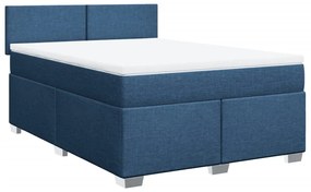 vidaXL Κρεβάτι Boxspring με Στρώμα Μπλε 160x200 εκ. Υφασμάτινο