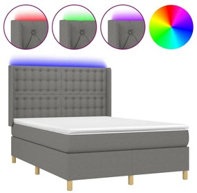 ΚΡΕΒΑΤΙ BOXSPRING ΜΕ ΣΤΡΩΜΑ &amp; LED ΣΚ.ΓΚΡΙ 140X200 ΕΚ ΥΦΑΣΜΑΤΙΝΟ 3139198