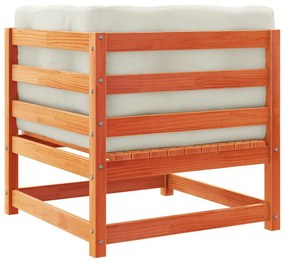 vidaXL Καναπές Κήπου Γωνιακός Καφέ Κεριού Μασίφ Ξύλο Πεύκου +Μαξιλάρια