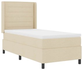 vidaXL Κρεβάτι με ελατήρια με στρώμα Κρεμ 100 x 200 cm ύφασμα