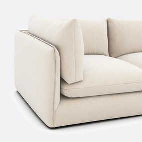 Τριθέσιος αρθρωτός καναπές με πουφ, από μελανζέ πολυεστέρα, MALO