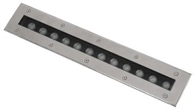 GloboStar® UNDERGROUND-REMVI 90193 Χωνευτό Φωτιστικό Wall Washer Δαπέδου LED 12W 1020lm 10° DC 24V Αδιάβροχο IP68 L50 x W9 x H7.2cm RGBW DMX512 - Ανοξείδωτο Ατσάλι - 3 Years Warranty