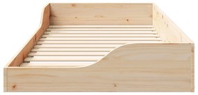 vidaXL Κρεβάτι δαπέδου Καφέ 100 x 200 cm Συμπαγές ξύλο πεύκου