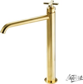 La Torre Elle Cross Gold Brushed 38016  – Μπαταρία επιτραπέζιου νιπτήρα