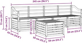vidaXL Σειρά Καναπέ Εξωτερικού 5 τμχ. 4-θέσια Λευκό