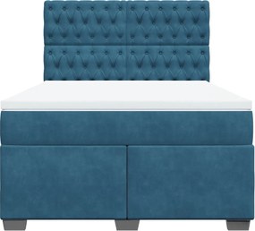 vidaXL Κρεβάτι Boxspring με Στρώμα Μπλε 140x200 εκ. Βελούδινο