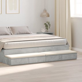 vidaXL Συρτάρια Κρεβατιού Γκρι Σκυροδέματος 180x36,5x16,5 εκ Επεξεργασμένο Ξύλο