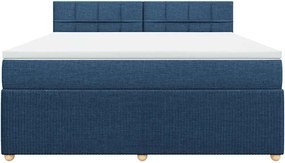 vidaXL Κρεβάτι Boxspring με Στρώμα Μπλε 180x200 εκ. Υφασμάτινο
