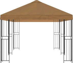 vidaXL Κιόσκι με Πλαϊνές Τοίχους 6 x 3 m Μπεζ Πολυεστέρας και Χάλυβας