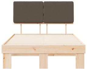 vidaXL Σκελετός Κρεβατιού με Επενδεδυμένο Κεφαλάρι Taupe 120 x 200 cm