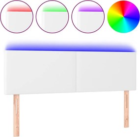 vidaXL Κεφαλάρι Κρεβατιού LED Λευκό 144x5x78/88 εκ. Συνθετ. Δέρμα