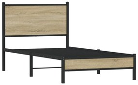 vidaXL Σκελετός Κρεβ. Χωρίς Στρώμα Sonoma Δρυς 90x200 εκ. Μεταλλικό