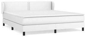 vidaXL Κρεβάτι Boxspring με Στρώμα Λευκό 180x200 εκ. Συνθετικό Δέρμα