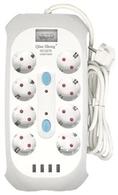 Qiao Sheng Πολύμπριζο 8 Θέσεων 10Α/250V-2500W 2m NO:3278 - Smart power 8 power socket