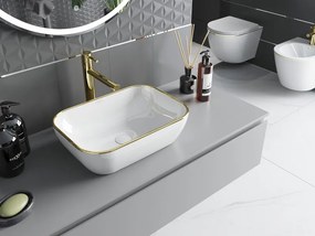 Mexen Rita επιτραπέζιος νιπτήρας 45 x 32 cm, λευκός/χρυσό χείλος - 21084505