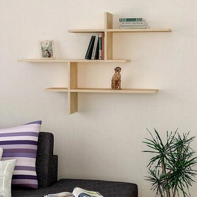 Ραφιέρα τοίχου Leo Megapap χρώμα φυσικό οξιάς 123x22x80εκ.