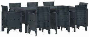 vidaXL Σέτ φαγητού για κήπο 9 pcs Ανθρακί Rattan Polt