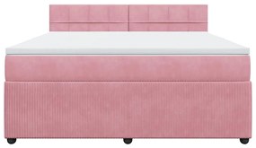 vidaXL Κρεβάτι Boxspring με Στρώμα Ροζ 180x200 εκ. Βελούδινο