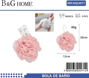 Σφουγγάρια μπάνιου δίχτυ σε σετ 5Χ - Pink - 24971