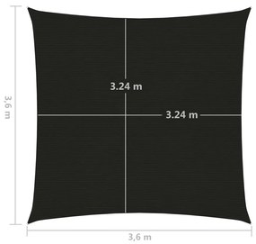 Πανί Σκίασης Μαύρο 3,6 x 3,6 μ. από HDPE 160 γρ./μ² - Μαύρο