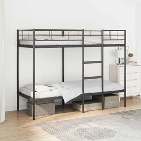 Κουκέτα χωρίς στρώμα Μαύρο 75x190 cm Ατσάλι