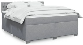 vidaXL Κρεβάτι Boxspring με Στρώμα Ανοιχτό Γκρι 180x200 εκ. Υφασμάτινο