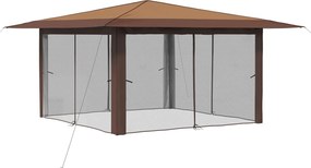 vidaXL Γκαζebo με 4 πλαινά 4 x 4 m Μπεζ και καφέ