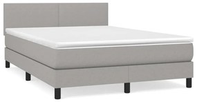 Κρεβάτι Boxspring με Στρώμα Ανοιχτό Γκρι 140x190 εκ. Υφασμάτινο - Γκρι